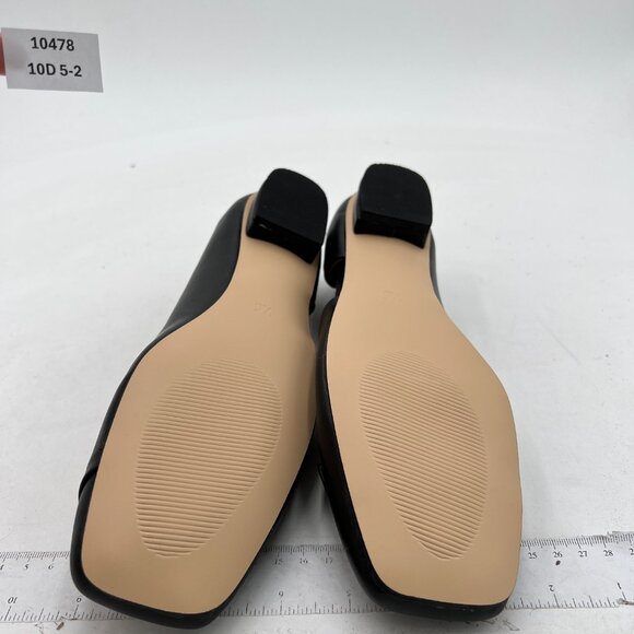 Miss Left Black Square Toe D'Orsay Pumps Low Chunky Heels Slip On Fashion Shoe - Picture 6 of 7